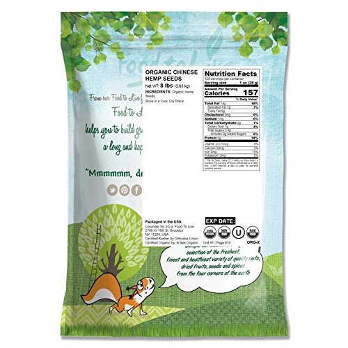 Chinese Organic Hemp Seeds, 8 Pounds — Raw Hearts, Hulled, Non-G