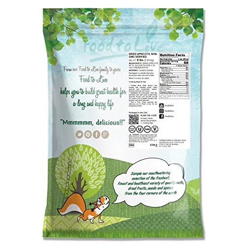 Dried Apricots, 8 Pounds – Non-GMO Verified, Kosher, Vegan, Bulk...