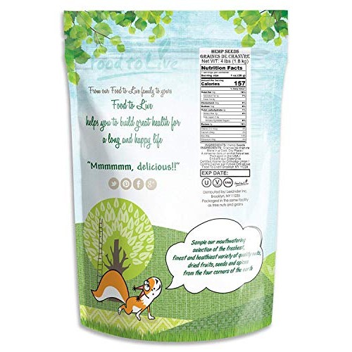 Hemp Seeds, 4 Pounds - Raw Hearts, Hulled, Shelled, Kosher, Vega