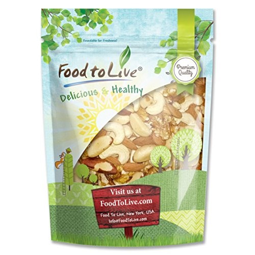 Mixed Raw Nuts, 2 Pounds - Cashews, Brazil Nuts, Walnuts, Almond