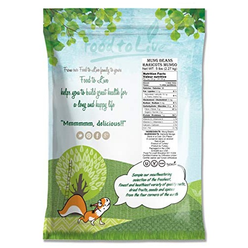 Mung Beans, 5 Pounds - Green, Dried, Kosher, Sirtfood, Bulk