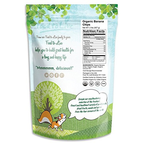 Organic Banana Chips, 2 Pounds — Sweetened, Unsulfured, Non-Gmo,