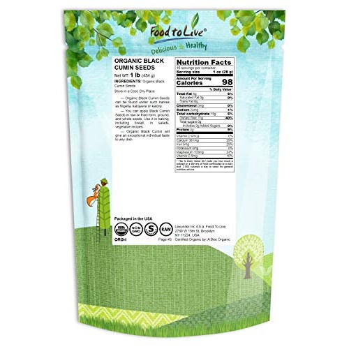 Organic Black Cumin Seeds, 1 Pound - Non-Gmo, Whole Nigella Sati