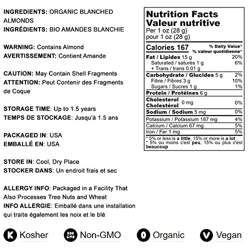 Organic Blanched Sliced Almonds, 6 Pounds - Non-GMO, Raw, Unpast...