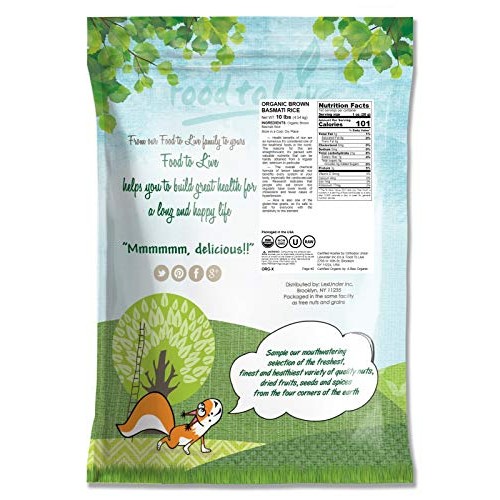 Organic Brown Basmati Rice, 10 Pounds - Raw, Non-Gmo, Kosher, Bulk