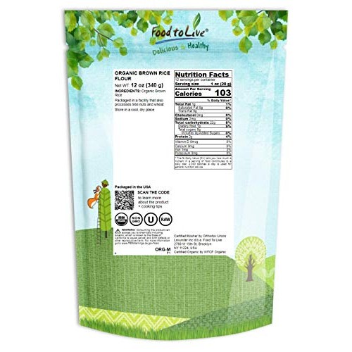 Organic Brown Rice Flour, 12 Ounces - Non-Gmo, Finely Ground Fro