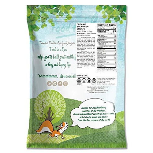 Organic Buckwheat Groats, 5 Pounds - Hulled, Non-Gmo, Kosher, Ra