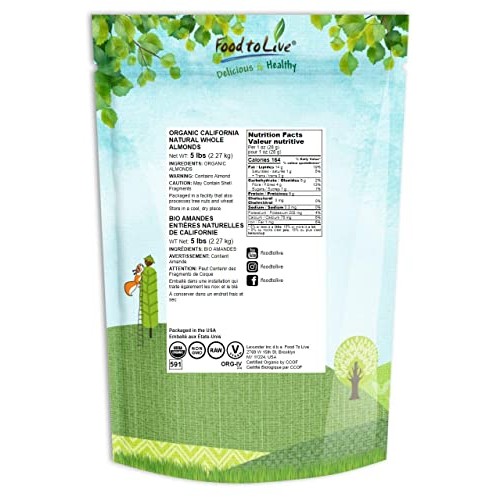 Organic California Almonds, 5 Pounds – Non-Gmo, Whole, Unsalted,