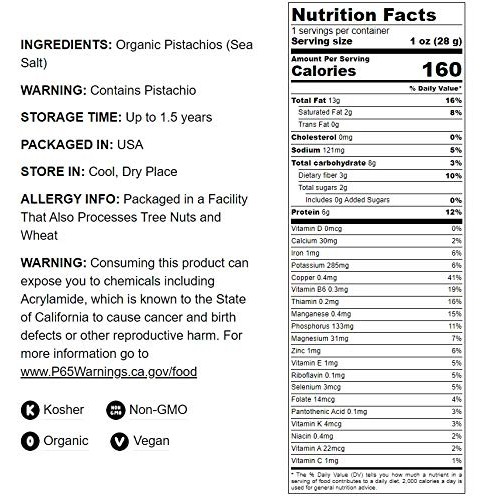 Organic California Pistachios, 5 Pounds - Non-Gmo, Kosher, In Sh