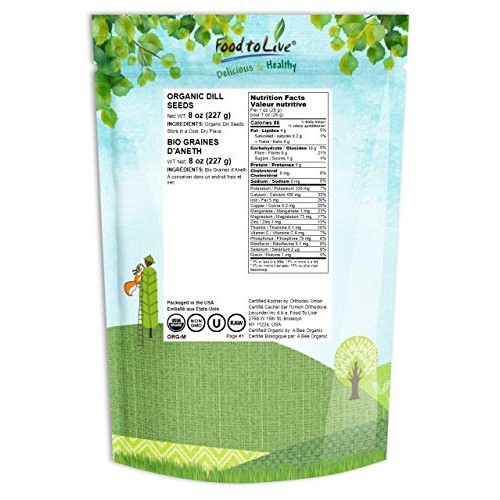 Organic Dill Seeds, 8 Ounces - Whole, Non-Gmo Spice, Non-Irradia