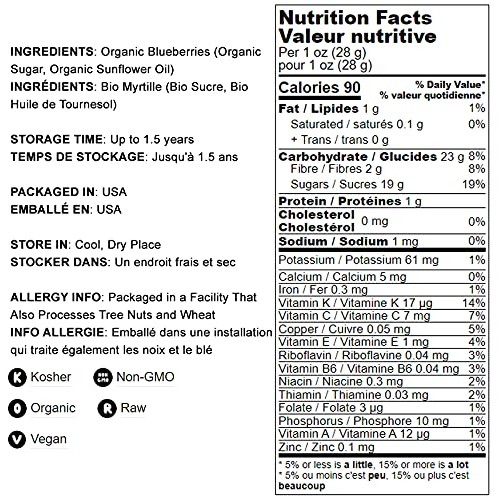 Organic Dried Blueberries, 2 Pounds - Non-Gmo, Kosher, Raw, Vega