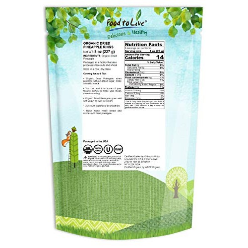 Organic Dried Pineapple Rings By Food To Live — Non-Gmo, Unsulfu