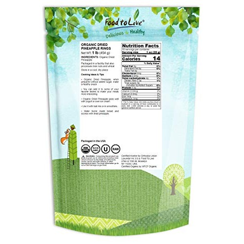 Organic Dried Pineapple Rings By Food To Live — Non-Gmo, Unsulfu