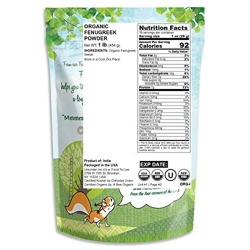 Organic Fenugreek Powder, 1 Pound — Non-Gmo, Raw, Ground Methi S