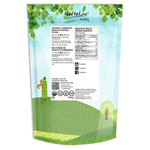 Organic Garbanzo Bean Flour, 2 Pounds - Non-GMO Chickpea Flour, ...