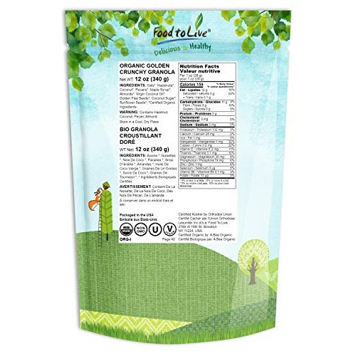 Organic Golden Crunchy Granola, 12 Ounces - Non-Gmo, Kosher, Veg
