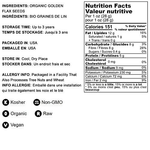 Organic Golden Flax Seeds, 4 Pounds – Whole Raw Flaxseeds, Non-G