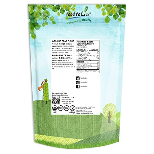 Organic Green Pea Flour, 1.5 Pounds – Non-GMO, Finely Ground, Pu...