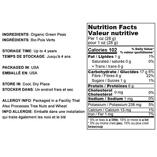 Organic Green Peas, 15 Pounds - Sproutable, Non-Gmo, Kosher, Raw