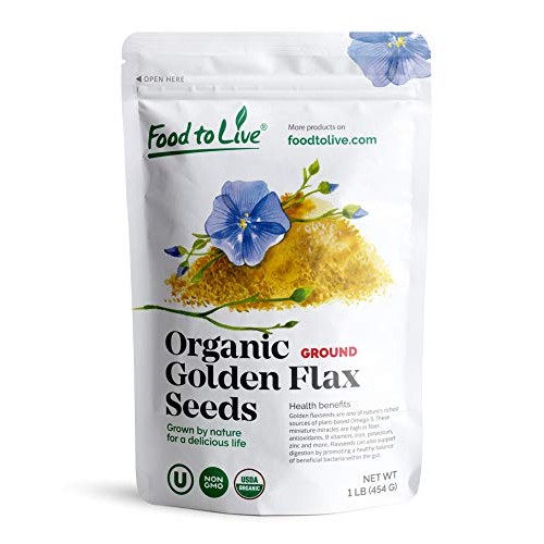 Organic Ground Golden Flaxseed Meal Cold-Milled, Raw, Non-Gmo,