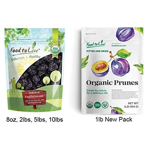 Organic Pitted Prunes, 1 Pound — Dried California Plums, Non-Gmo