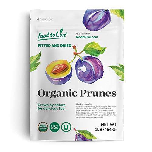 Organic Pitted Prunes, 1 Pound — Dried California Plums, Non-Gmo