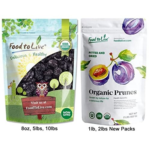Organic Pitted Prunes, 2 Pounds — Dried California Plums, Non-GM...