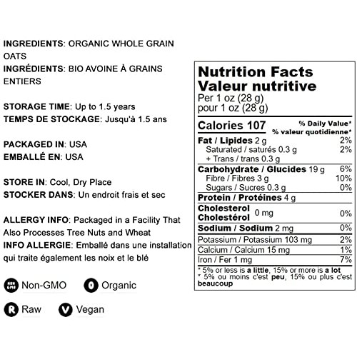 Organic Quick Cooking Rolled Oats, 1.5 Pounds – Non-GMO, 1-Minut...