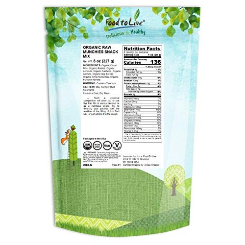 Organic Raw Munchies Snack Mix, 8 Ounces — Raw And Non-Gmo Snack
