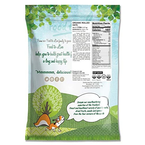 Organic Rolled Oats, 5 Pounds - Old-Fashioned, 100% Whole Grain,