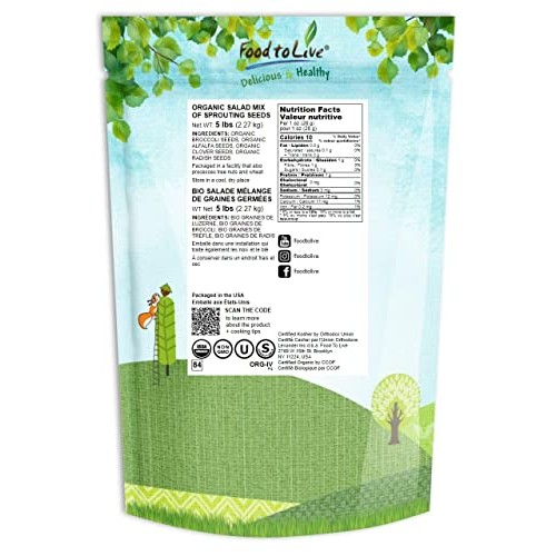 Organic Salad Mix of Sprouting Seeds, 5 Pounds – Non-GMO Broccol...