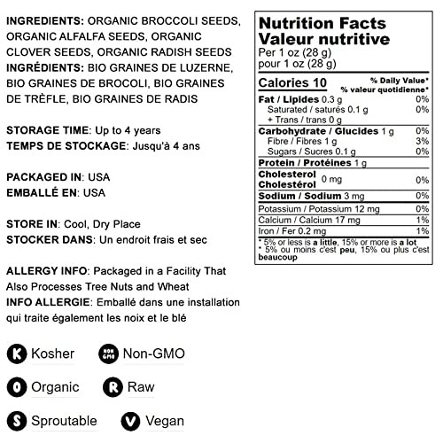 Organic Salad Mix of Sprouting Seeds, 5 Pounds – Non-GMO Broccol...