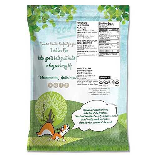 Organic Shredded Coconut, 5 Pounds - Desiccated, Unsweetened, No