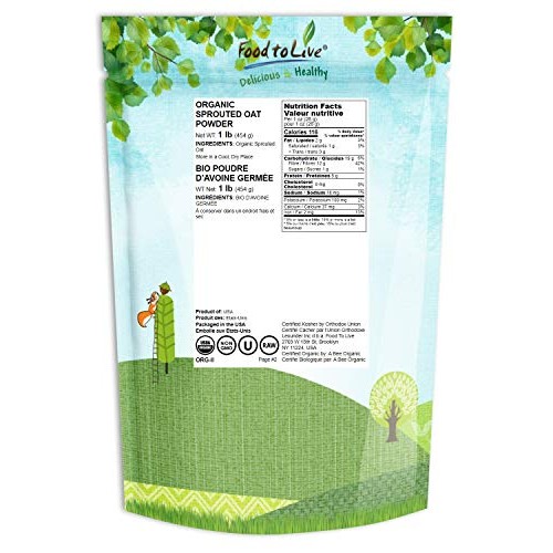 Organic Sprouted Oat Powder, 1 Pound — Non-Gmo Whole Grain Powde