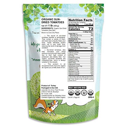 Organic Sun-Dried Tomatoes With Sea Salt, 1 Pound - Salted, Non-