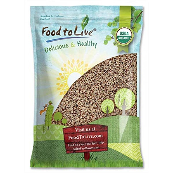 Organic Tri-Color Quinoa, 10 Pounds — Non-GMO, Raw, Whole Grain,...