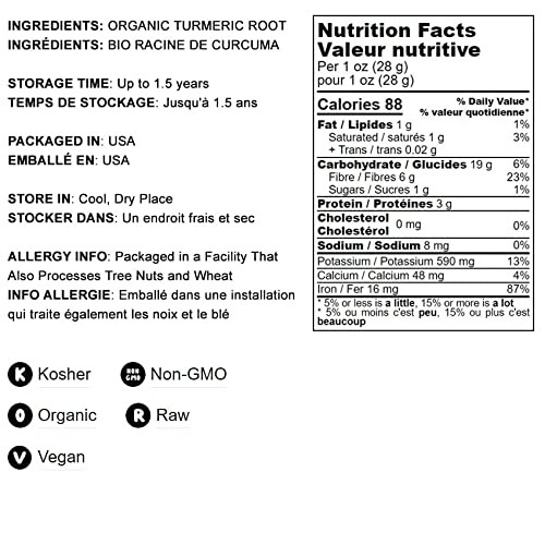 Organic Turmeric Powder, 8 Ounces – Non-GMO, Finely Ground Turme...
