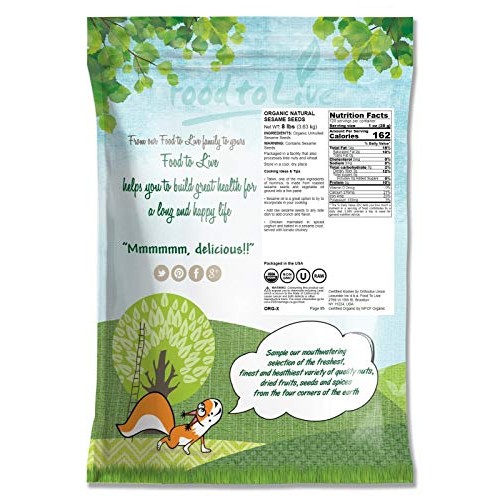 Organic Unhulled Sesame Seeds, 8 Pounds — Natural, Whole, White,