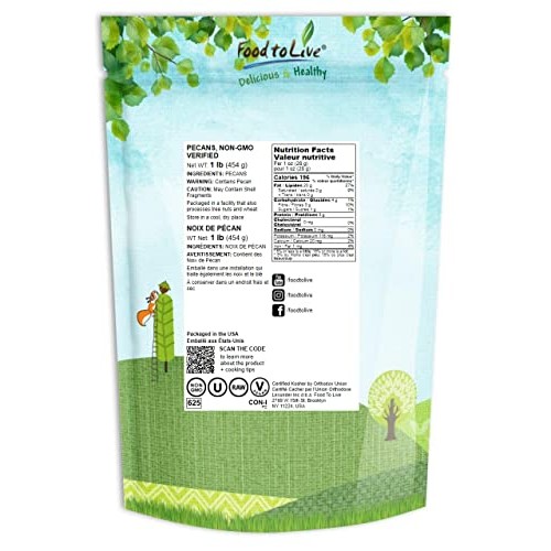 Pecan Halves, 1 Pound – Non-GMO Verified, Raw Pecan Nuts, Large ...