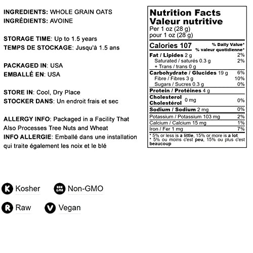 Quick Cooking Rolled Oats, 8 Ounces — Non-GMO Verified, 1 Minute...