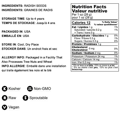 Radish Seeds for Sprouting, 1 Pound – Non-GMO Verified, Edible S...