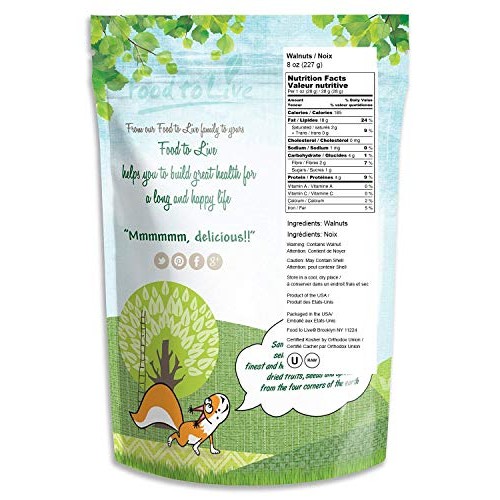 Raw Walnuts, 8 Ounces - Kosher, No Shell, Bulk