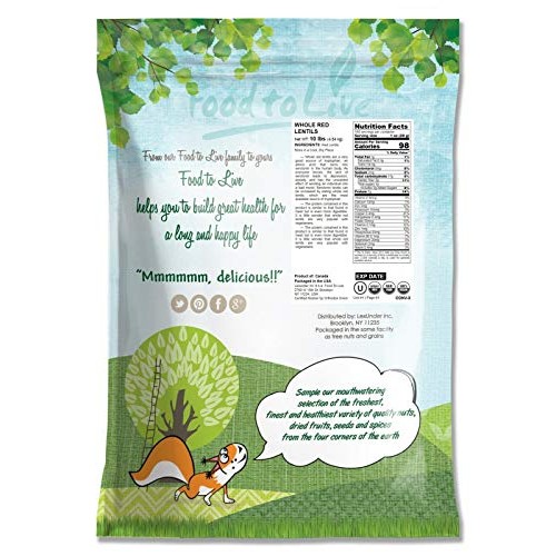 Red Lentils Whole, 10 Pounds - Kosher, Raw, Vegan, Sproutable, Bulk