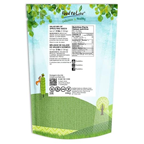 Salad Mix of Sprouting Seeds, 3 Pounds - Broccoli, Clover, Radis...