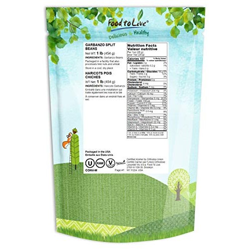 Split Garbanzo Beans, 1 Pound – Non-GMO Verified, Vegan, Kosher,...