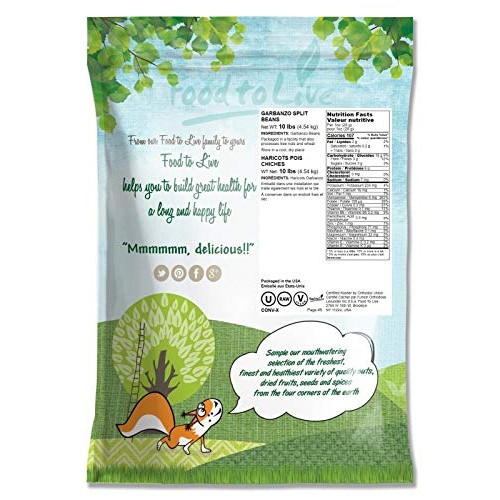 Split Garbanzo Beans, 10 Pounds - Vegan, Kosher, Bulk, Dried Spl