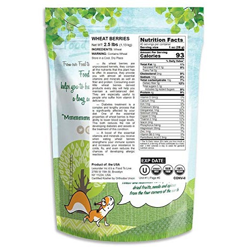 Wheat Berries, 2.5 Pounds - Sprouting For Wheatgrass, Kosher, Ra