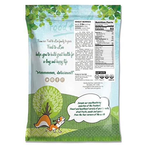 Wheat Berries, 5 Pounds - Sprouting For Wheatgrass, Kosher, Raw,