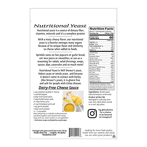 Foods Alive Nutritional Yeast Flakes, Non-Fortified, Non-Gmo, Ve