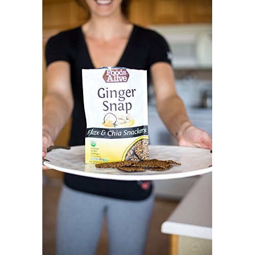 Foods Alive Ginger Snap Flax Crackers - Delicious All-Flax Vegan